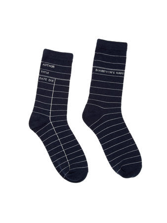 Library Card Navy Socks