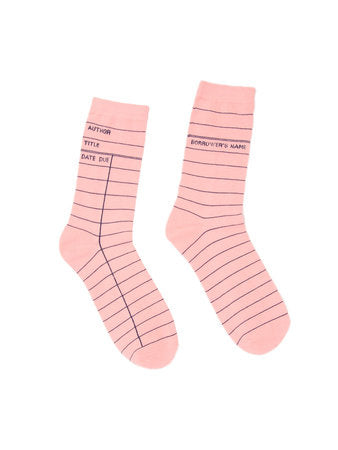 Library Card Pink Socks