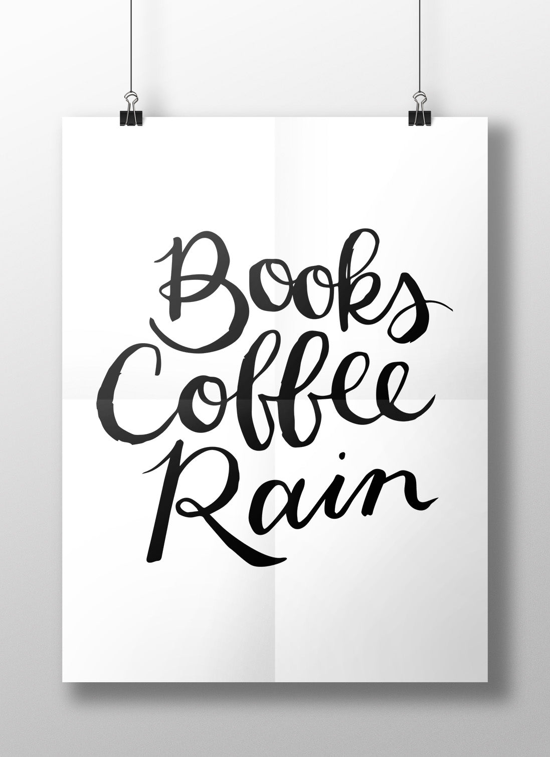 Books Coffee Rain Print