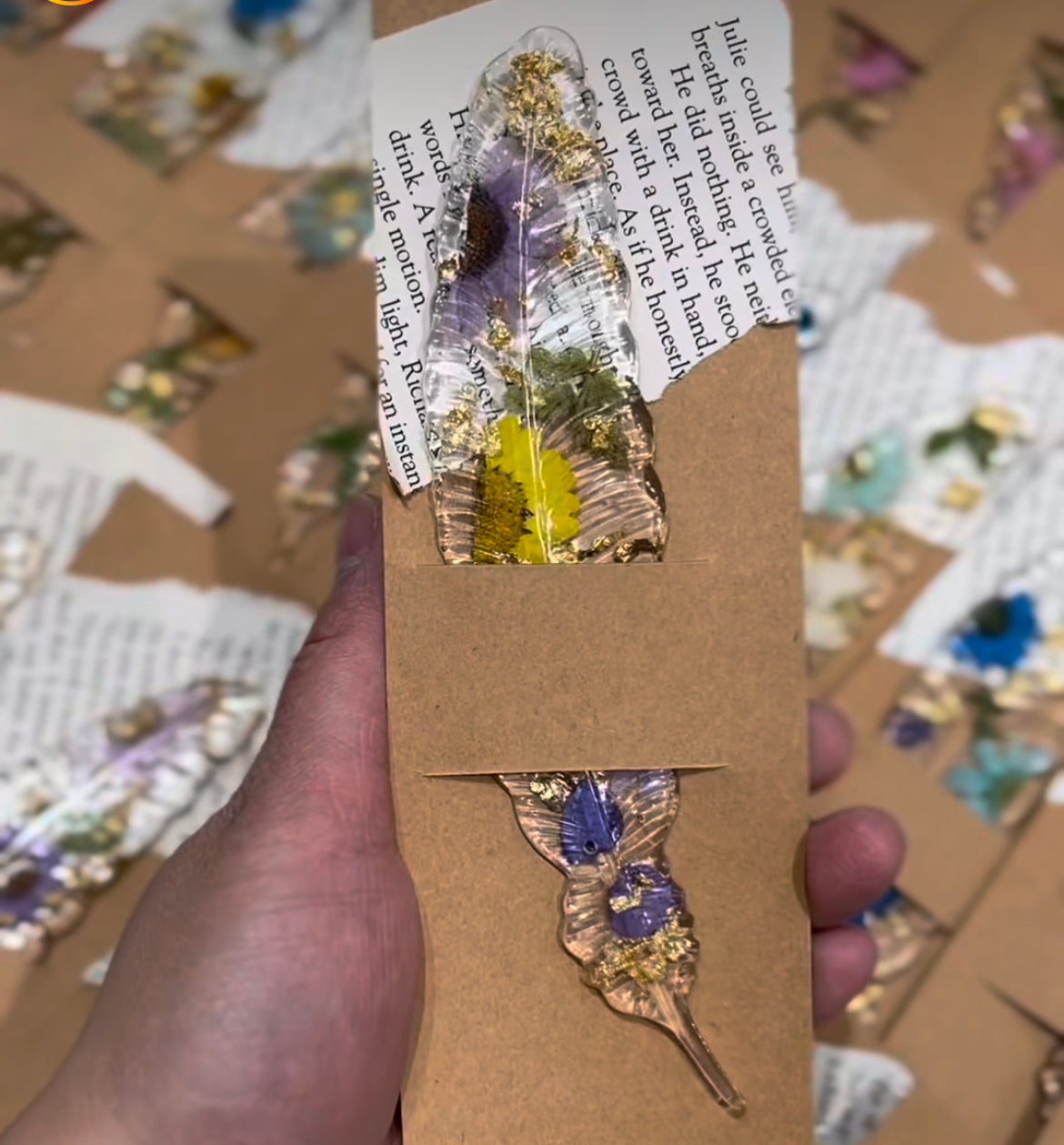 Feather Flower Bookmark