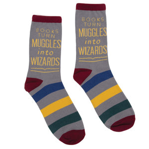 Books Turn Muggles Into Wizards Socks - Limited Edition - Calgary Public Library Store