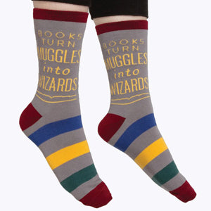 Books Turn Muggles Into Wizards Socks - Limited Edition - Calgary Public Library Store