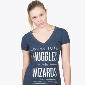 Books Turn Muggles Into Wizards T-Shirt - Women's - Calgary Public Library Store